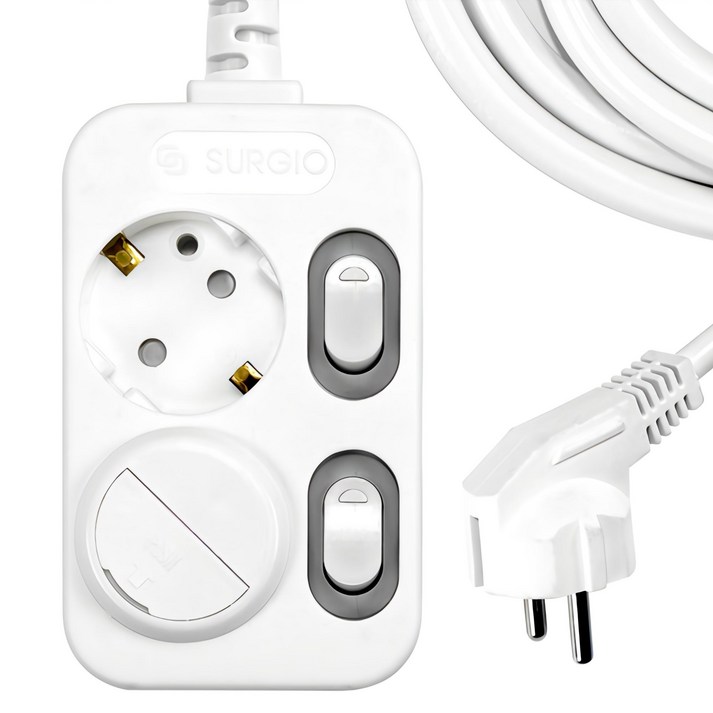 써지오 개별 멀티탭 2구 DH2029RT  안전커버 1p 랜덤발송, 1.3m, 혼합색상, 1세트