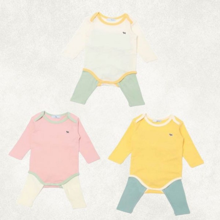 편하고 활동적인 블루독베이비 모달골지SET바디슈트 3종 택 1 출산 선물, 백일 돌 선물