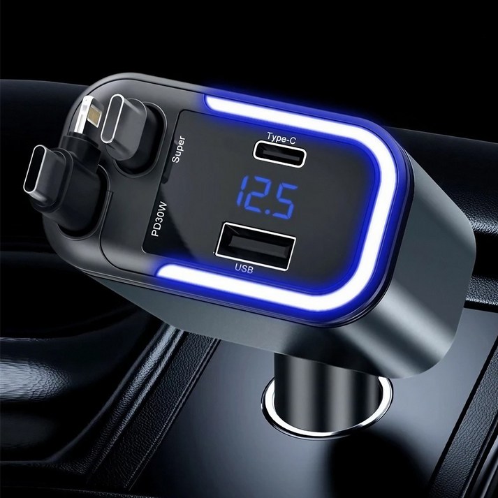 아르디스 4포트 180W 릴타입 시거잭 차량용 고속충전기, C타입C타입애플