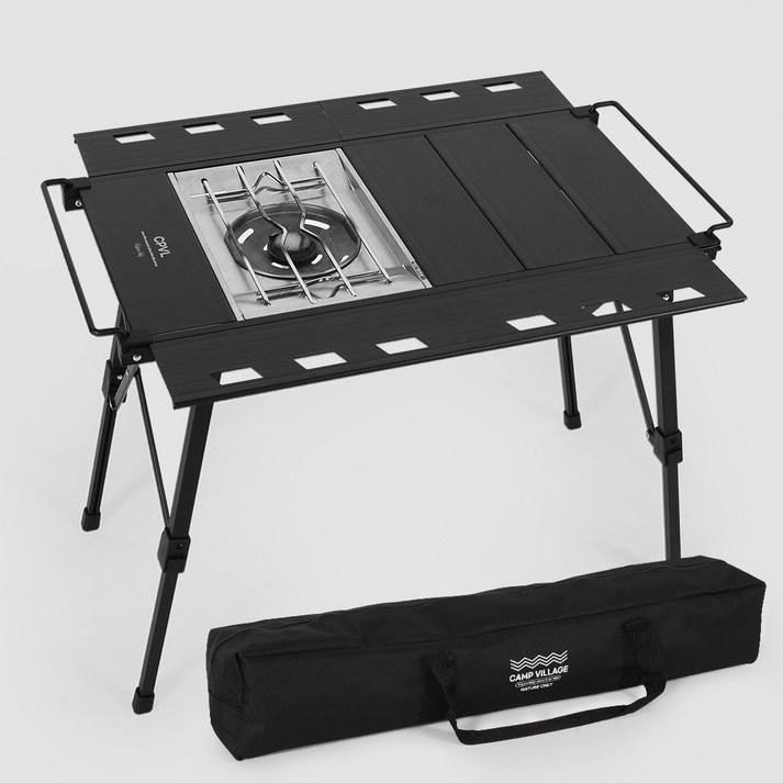 캠프빌리지 프리미엄 알루미늄 확장형 IGT 테이블  전용 보관가방, 블랙