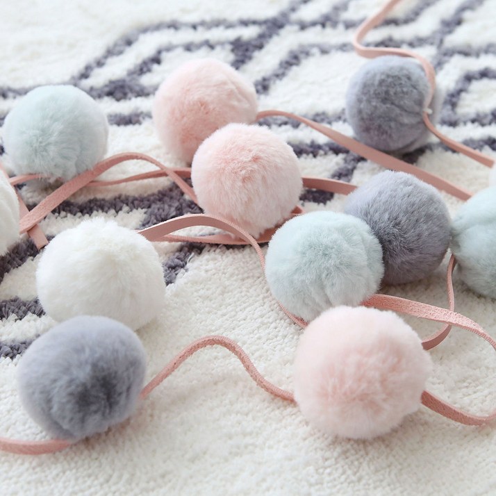 데코토닉 소프트 폼폼 가렌드, 핑크 + 아이보리 + 그레이