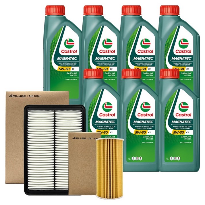 앤티스 더뉴쏘렌토 UM 디젤 2.0 eVGT 20172018년식 캐스트롤 마그네틱 엔진오일 1L x 7p  필터세트, 5w30, 1세트, 1L