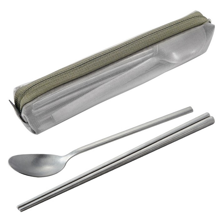 벨락 스텐 캠핑 수저 4인  파우치 세트, 혼합색상, 1세트