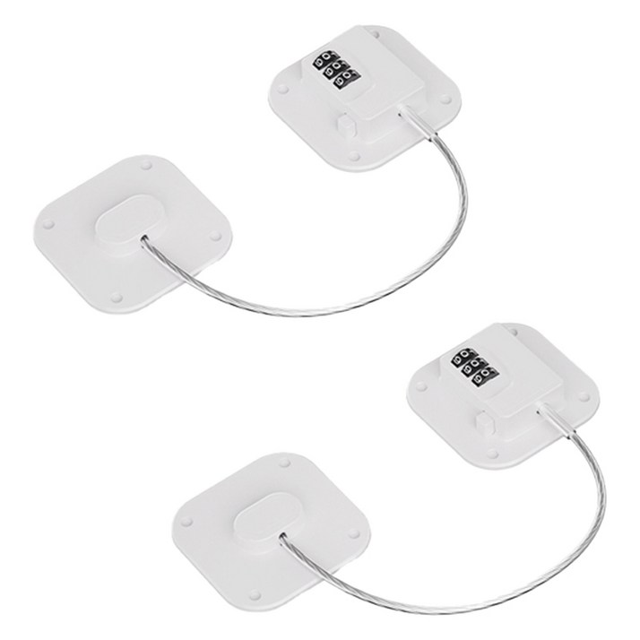 GUNU 냉장고 자물쇠 잠금장치, 화이트, 2개