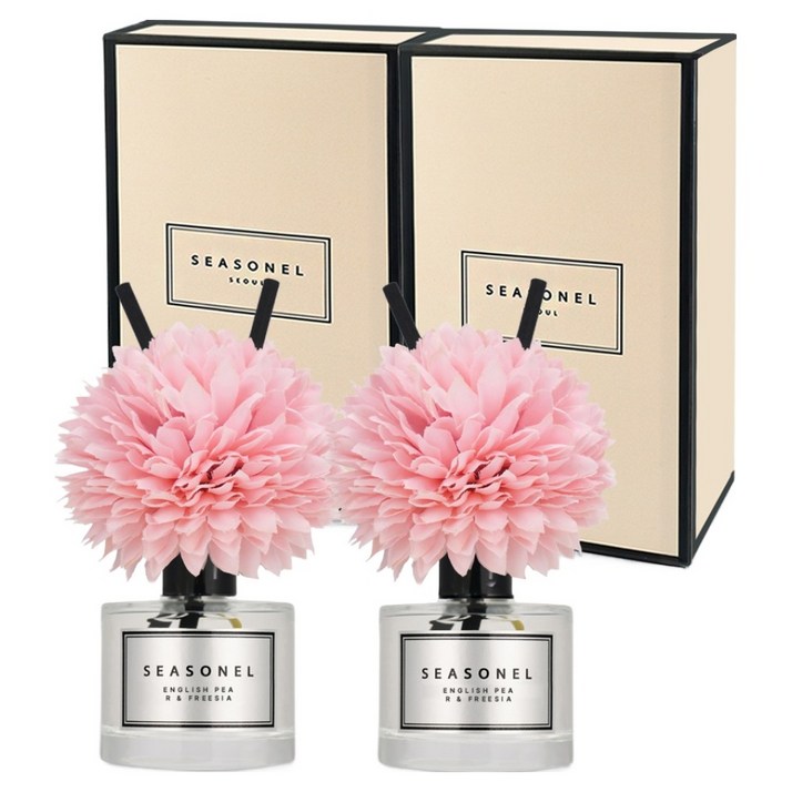 시즈넬 플라워 퍼퓸향 디퓨저 50ml + 핑크색 니들맘꽃 선물 세트