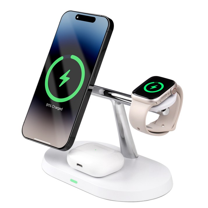 모잇 3in1 + 1 맥세이프 호환 마그네틱 무선 충전기 + CtoC 케이블