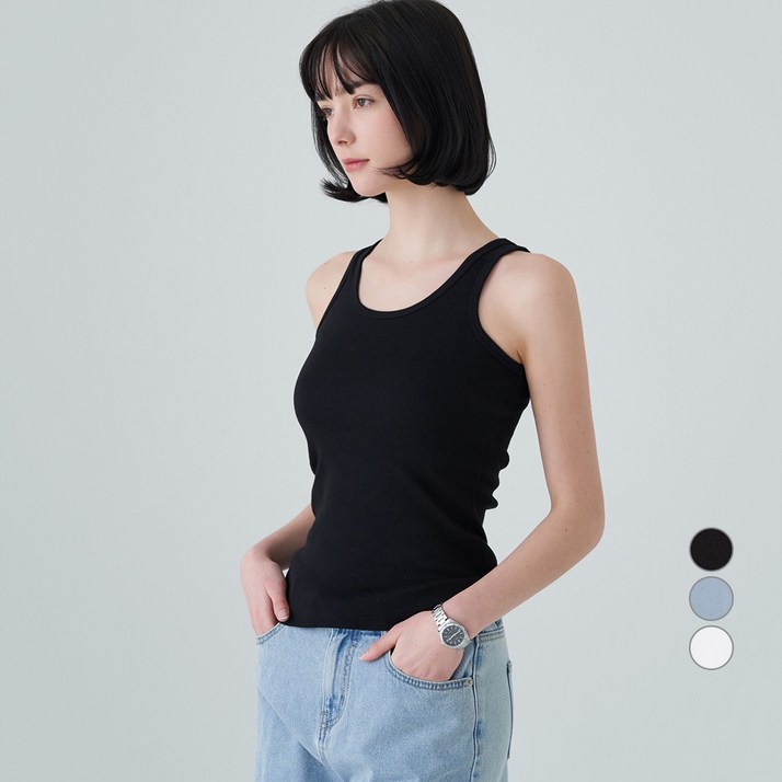 ELLE PARIS 여성용 골지 나시 티셔츠