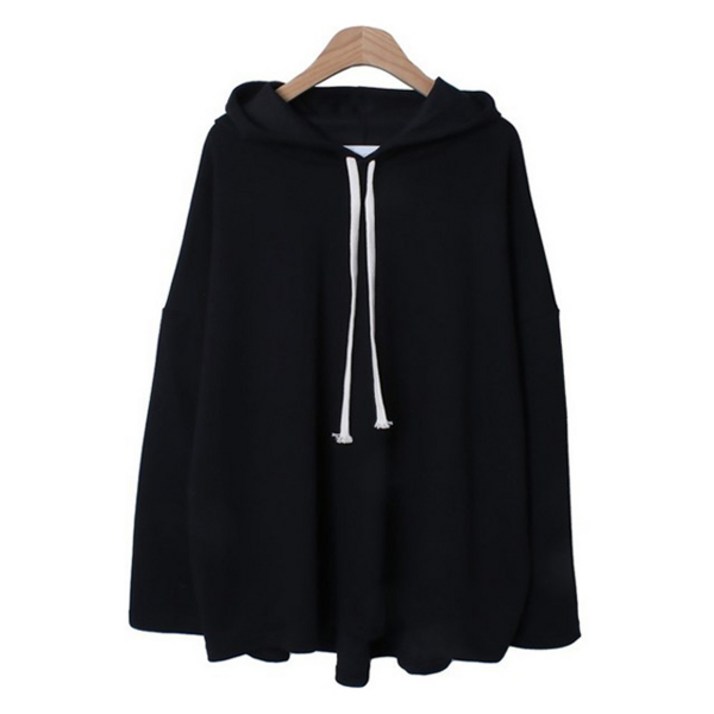 시크블랙 리다논 뒷주름 포인트 오버핏 후드티 cpt15750k48