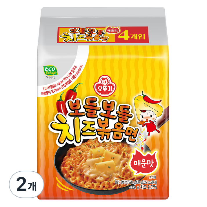오뚜기 보들보들 치즈볶음면 매운맛 4p 130g