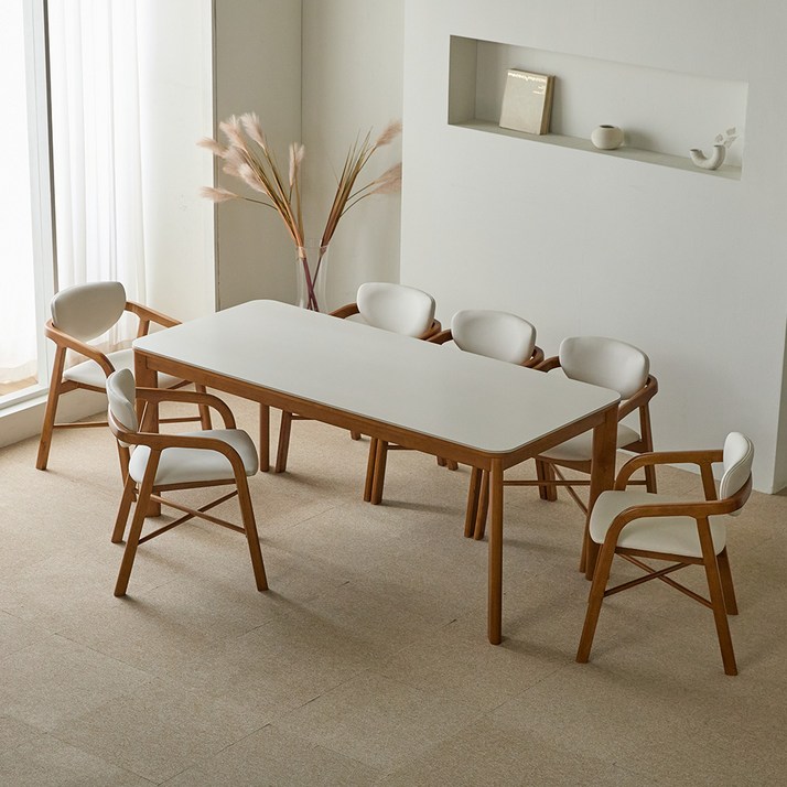 리샘 벨라 세라믹 원목식탁 + 벨체어 D의자 세트 6인용 방문설치, 월넛, 일반의자 6