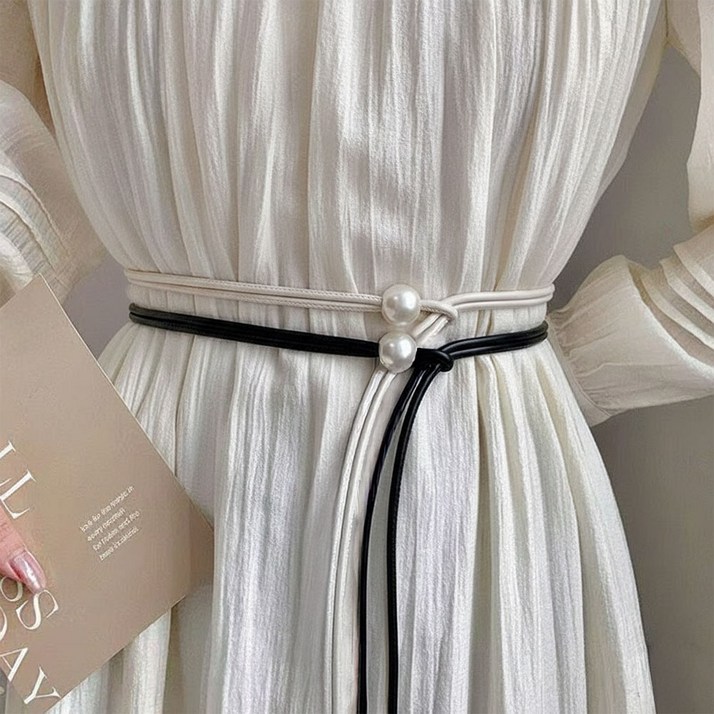 페이퍼먼츠 펄 비즈 심플 잔 원피스 벨트 13523