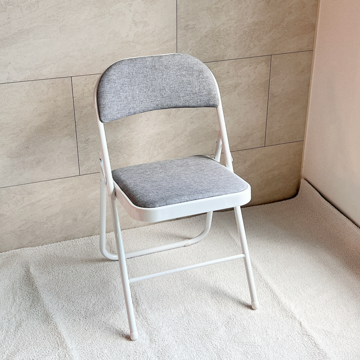 오브민 프리미엄 스틸프레임 패브릭 쿠션 접이식 의자, 그레이, 1개
