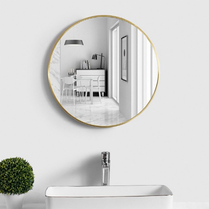 무타공마켓 무타공 모던 원형 거울 40cm, 골드