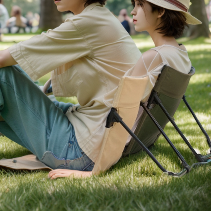 피크닉 휴대용 접이식 의자 캠핑 리틀띵즈 등받이 페스티벌 좌식 놀이동산 아웃도어, 1개, 올리브