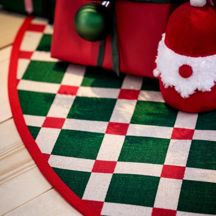 VINTERFINT 빈테르핀트 크리스마스트리매트, 체크 패턴 멀티컬러, 100 cm, 1개, 체크멀티