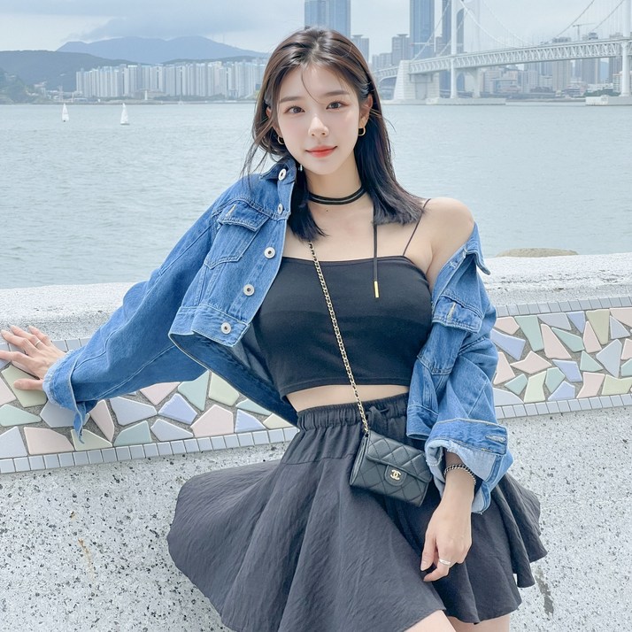 크롭 청자켓 오버핏 데님자켓 아방핏 자켓