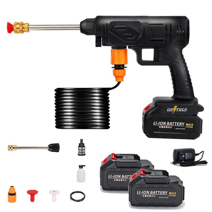 우스틴스 가정용 휴대용 충전 고압 무선 세차기 셋트, 1세트, 본품 + 배터리2개이상