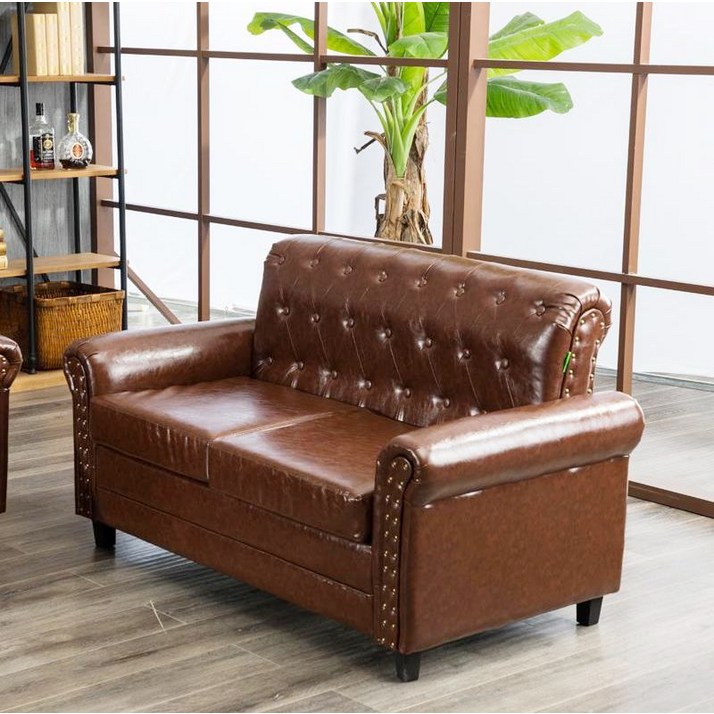 빈티지 가죽소파 더블소파 거실 3인용 2인 카페