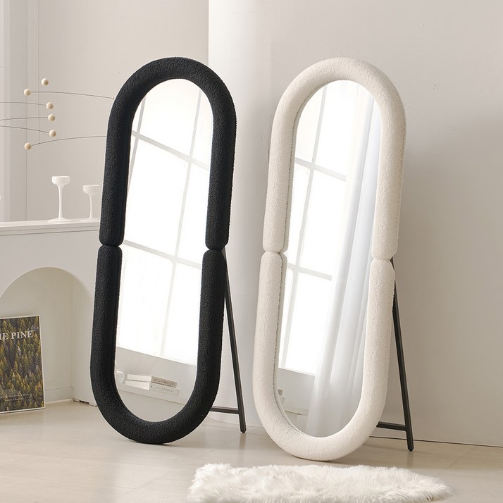 포세 부클레 패브릭 라운드 대형 1600 인테리어 스탠드 전신 거울 2color, 블랙