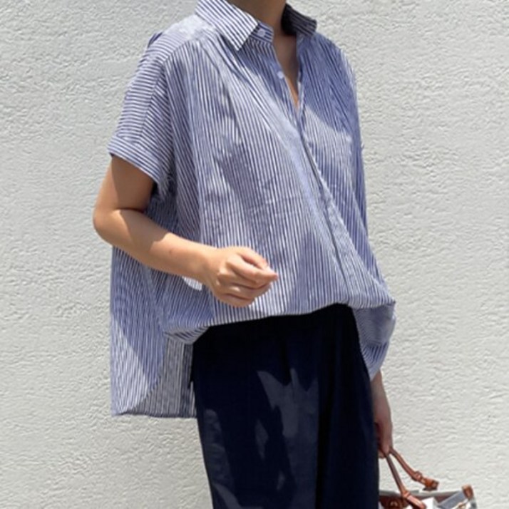 [주줌] (made)핀턱주름 쿨코튼 반팔셔츠 259250