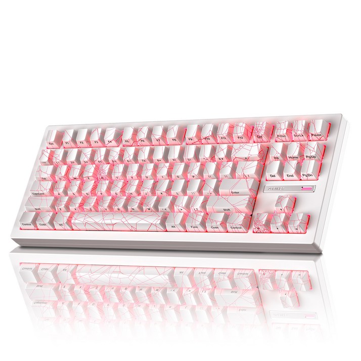 ZORNHER 예쁜 레인보우 LED 저소음 기계식 유무선 블루투스 게이밍 기계식 키보드 3Mode키보드 87키, 독자규격 스위치, ZH870, White SpiderWeb