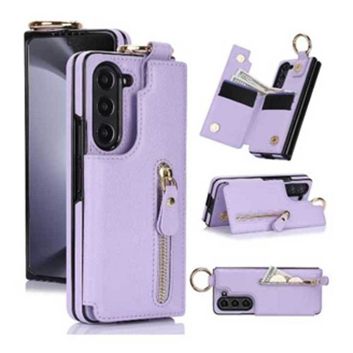 갤 겔럭시 폴드4 폴드5 폴드6 지퍼지갑형 카드수납 반지 링 가죽케이스