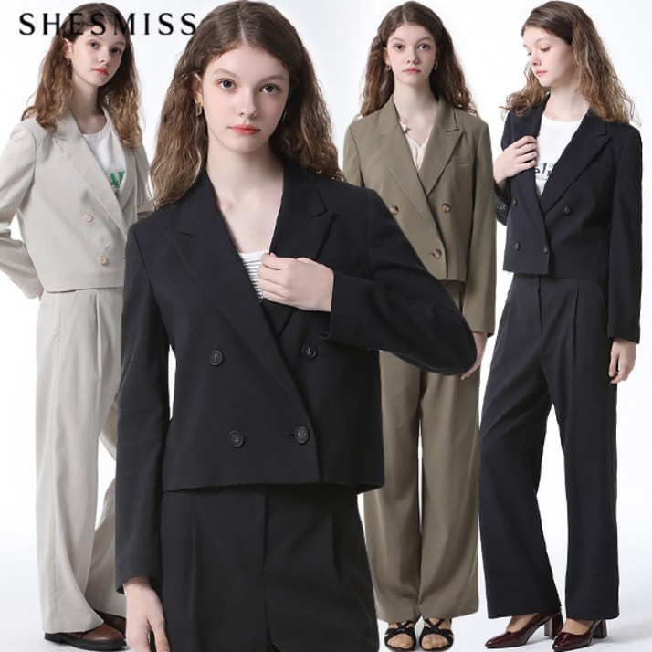 KT알파쇼핑쉬즈미스SHESMISS 더블 크롭 코튼 셋업 자켓