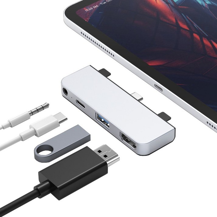 하이퍼드라이브 4in1 USB-C 멀티허브 도킹스테이션 4K HDMI 60W PD충전 아이패드/노트북 호환 (HD319E), 실버, 1개