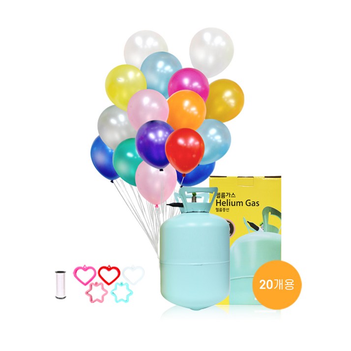 별이네파티 헬륨가스 20개용25cm펄랜덤혼합풍선30입컬링리본1개무게추1개 세트