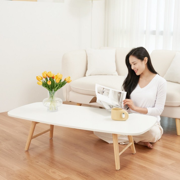 로커스 거실 테이블 소파 좌식 식탁 탁자 접이식 원목 테이블 80×50 1