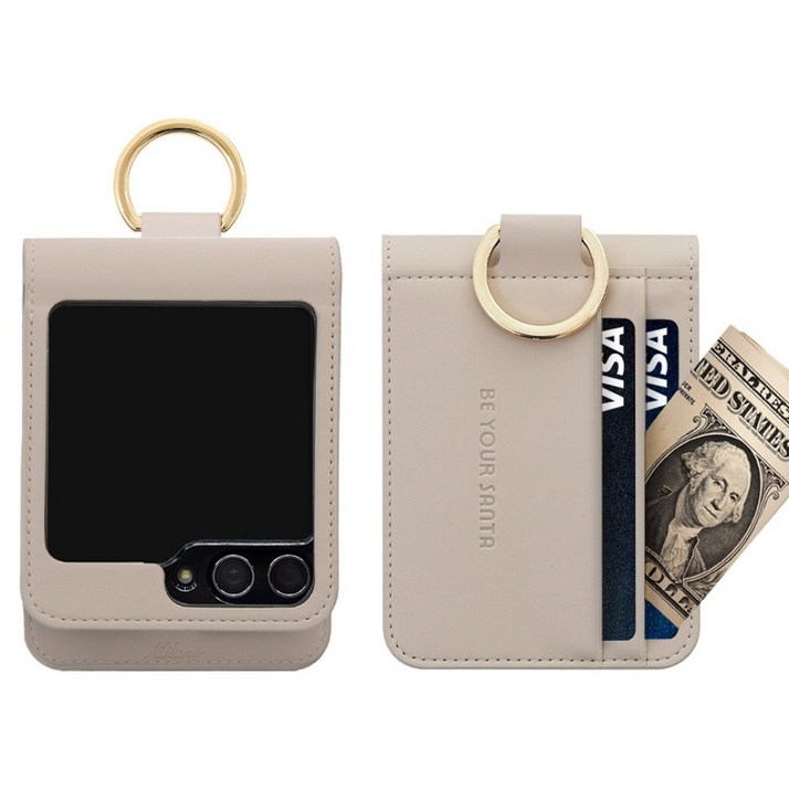 비유어산타 갤럭시 Z플립6 케이스 링 지갑 이태리원단 힌지보호 카드 수납 밀라노, 센스