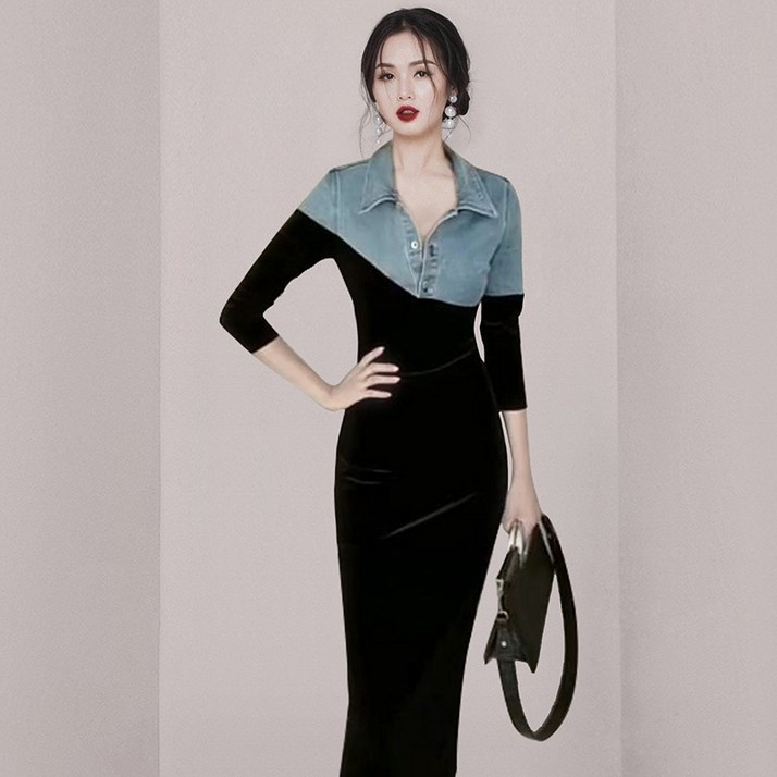 터틀넥데님긴팔원피스 터틀넥데님긴팔원피스