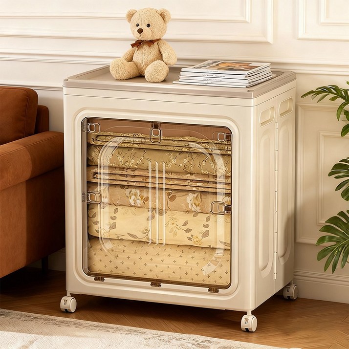대용량 접이식 리빙박스 다용도 이동식 폴딩 박스 이불 옷 보관용 수납장 156L