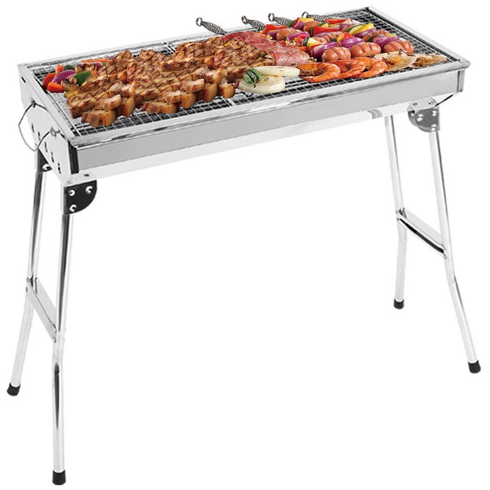 캠핑몽 스텐 스탠다드 대형 바베큐그릴 접이식 야외 숯불 직화 캠핑 휴대용 화로 장작, 1개