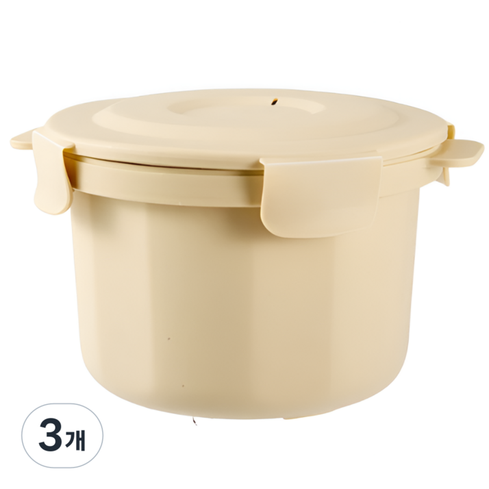 라잇고즈 저당밥솥 다이어트 당뇨 미니밥솥 전자레인지찜기, 3개, 베이지