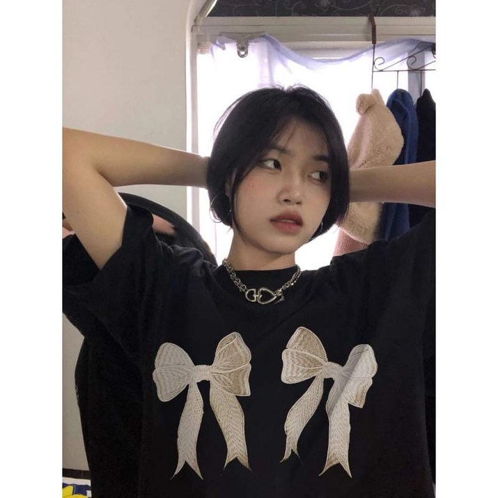 코코박 리본검정반팔 티셔츠