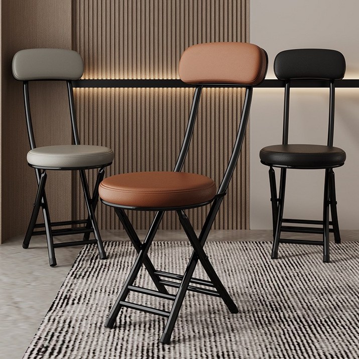 지누아 모던 접이식 쿠션 체어 접이식 의자, 1개, 블랙