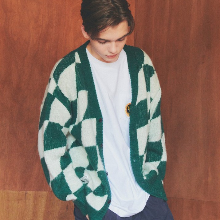비전스트릿웨어 Brushed Checker Cardigan VS2203CD02