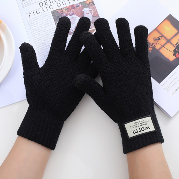 위더스욕실용품 포근데이 방한 니트 스마트폰 터치 장갑 양손착용 세트