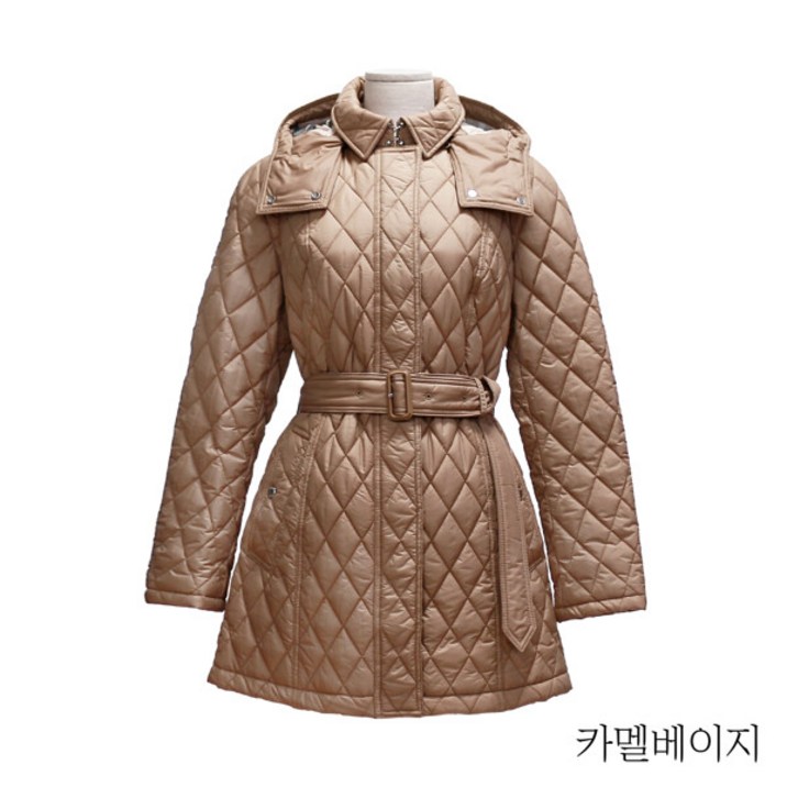 (버버리) 후드 벨티드 하프 퀼팅 재킷