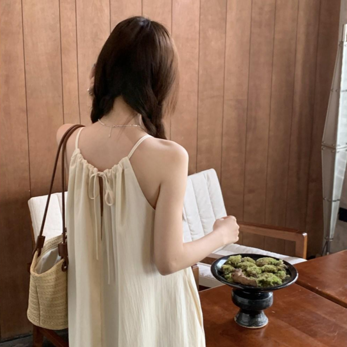 [자체제작]리조트룩 끈소매 나시원피스(휴양지원피스/슬리브리스/쉬폰/여름/뷔스티에/해변룩/동남아/임부복/캉캉/롱/키작녀/빅사이즈/임산부/직잭팟/태국여행/신혼여행/레이어드/원피스)