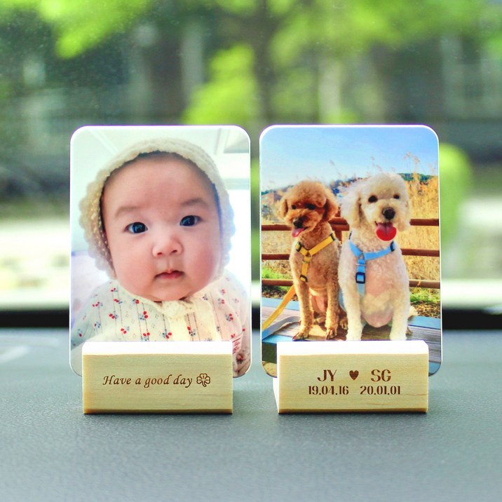 [당일출고] 메탈 차량용액자 사진을 보내주세요 대시보드형 받침대 부착