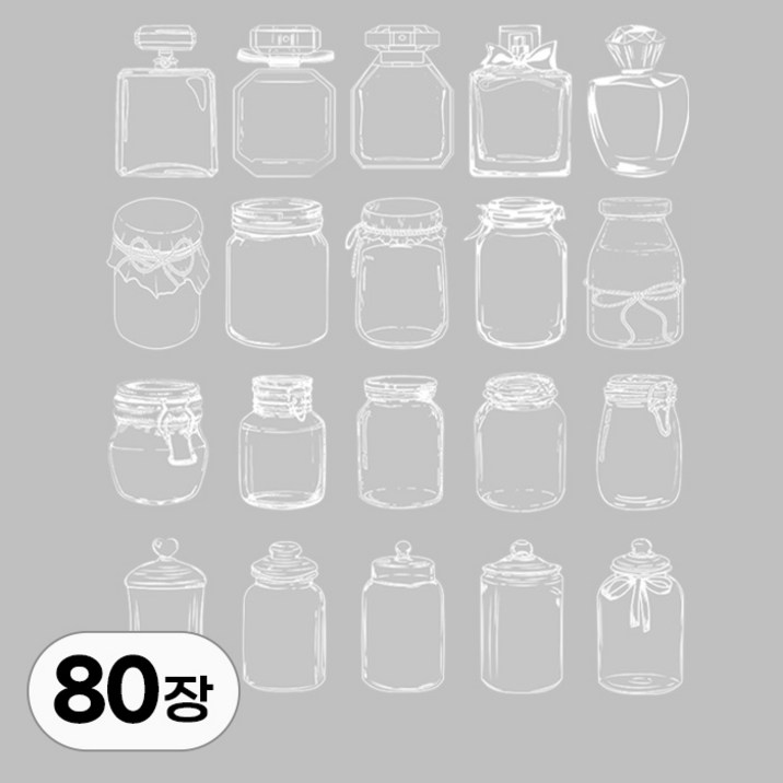 80장 세트 대용량 빈티지 압화 꽃병 투명 다꾸 스티커 80장 세트 대용량 빈티지 압화 꽃병 투명 다꾸 스티커