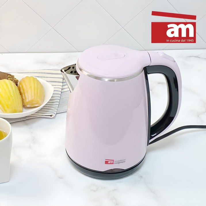 이태리 am 전기포트 1L 커피포트/전기주전자/티포트/백화점브랜드 저소음 통스텐 일체형 파스텔, 핑크(JH110P)-재입고 완료