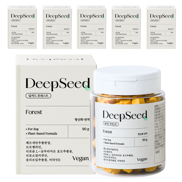 딥씨드 포레스트 비건 강아지 항산화제 눈물자국, 5개, 면역/항산화, 85정