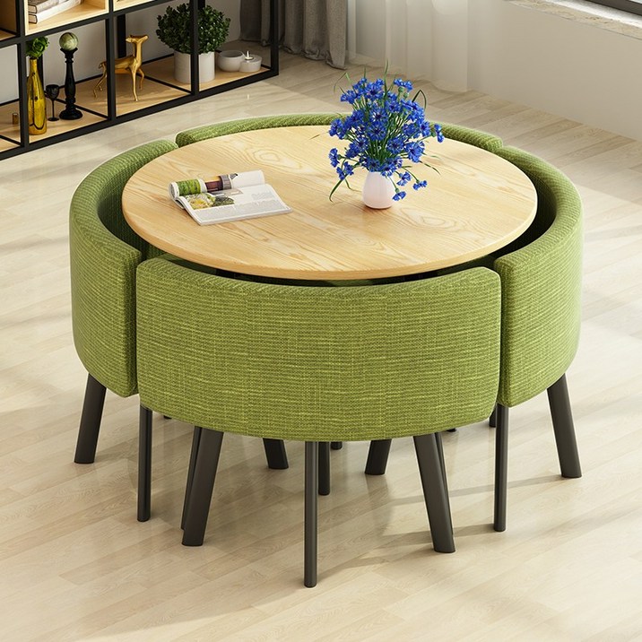 4인용 원형 올인원 테이블 의자 세트 카페 공간활용
