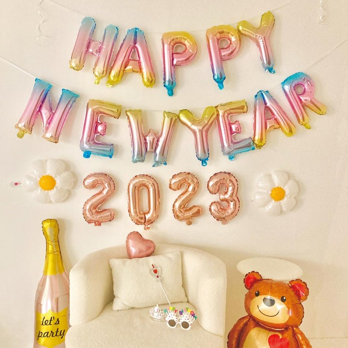 해피뉴이어 2023 파티풍선 세트 HAPPY NEW YEAR 새해 연말 파티용품