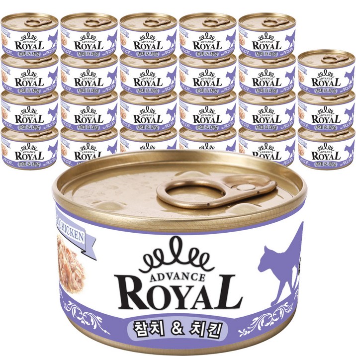 로얄 어드밴스 캔 (1box X 24개입) 고양이 캔 간식 통조림, 85g, 어드밴스로얄 참치&치킨, 24개