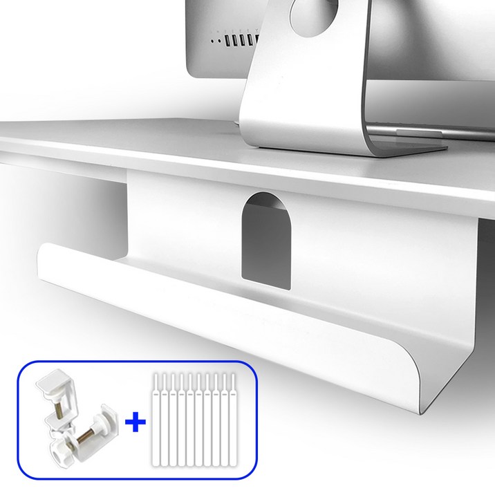 슈파듀파픽 B1 슈파 이지업 플러스 무타공 멀티탭 선반 전선 정리함, 화이트, 1개