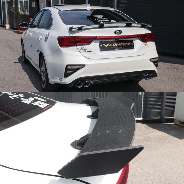 콘보이 올뉴K3 GT윙 스포일러 버전3 리어몰딩 에어로파츠 자동차 튜닝 용품, 블랙카본, 올뉴K3제작소요기간34일